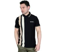 Lambretta Men's Vertical Stripe Polo Shirt in Black | Size: Large Lambretta Black L