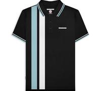 Lambretta Mens Vertical Stripe Short Sleeve Polo Shirt - Black - 4XL