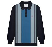 Lambretta Mens Vintage Panel Long Sleeve Mod Polo Shirt Top - Navy - M