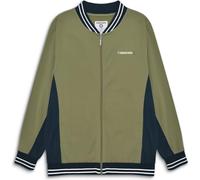 Lambretta Mens Vintage Track Jacket Harrington Jacket - Khaki/Dk Navy/Wht - L