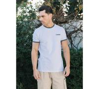 Lambretta Mens Triple Tipped Pique T-Shirt - White/Navy - L