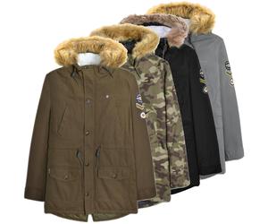 Lambretta Mens/Womens Carnaby Scooter Hooded Classic Mod Ska Badge Parka - Sherpa Lined - Khaki - 3XL