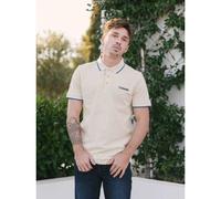 Lambretta Mens Tipped Polo Shirts (UK, Alpha, L, Regular, Regular, Wood Ash/White/Dark Blue)