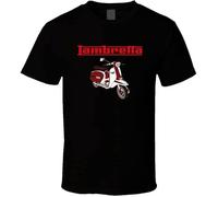 Lambretta Scooter Motorcycle Logo Black White Tshirt Men's