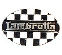 Lambretta Scooters Oval Black & White Chequerboard MOD Metal Enamel Badge
