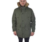 Lambretta Sherpa Lined Fishtale Parka Coat Khaki with Sleeve Badges SS6252 (Large)