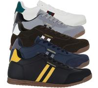 Lambretta Tackle Mens Casual Smart Lace Up Retro Trainers - Dark Tan - UK 12 / EU 46