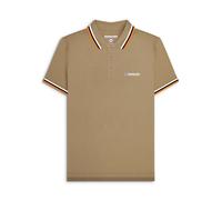 Lambretta Twin Tipped Men's Beige & White Contrast Stripe Polo Shirt, Size: L