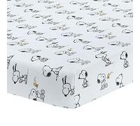 Lambs & Ivy Classic Snoopy 100% Cotton White/Black Fitted Baby Crib Sheet