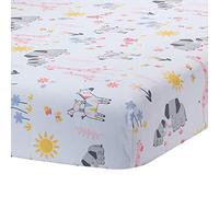 Lambs & Ivy Jazzy Jungle 100% Cotton Safari Baby Fitted Crib Sheet - White