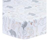 Lambs & Ivy Jungle Story 100% Cotton Safari Baby Fitted Crib Sheet - White