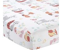 Lambs & Ivy Little Woodland Animals Fitted Crib Sheet, White