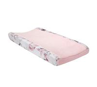 Lambs & Ivy Signature Botanical Baby Pink/Gray Floral Minky Changing Pad Cover
