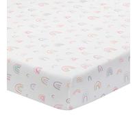 Lambs & Ivy Watercolor Pastel Rainbow 100% Cotton Baby Fitted Crib Sheet