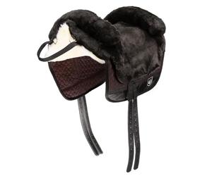 Lambskin Saddle Spanish style Fellsattel IBERICA Plus from CHRIST treeless bareback pad out of genuine sheepskin, size Warmblood, brown