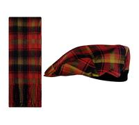 Lambswool Flat Cap and Scarf Set Mapleleaf Modern Tartan One Size Elasticated Band Men Women Comfort Fit Scottish Gifts for Women Men's Accessories
