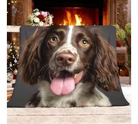 Lambswool Fleece Plush Blanket Animals Springer Spaniel Dog Super Soft Warm Winter Sherpa Blanket Brown Suitable for Bedroom Sofa Camping Double 150x200cm