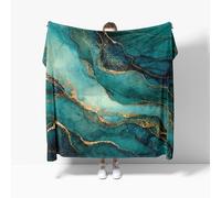 Lambswool Fleece Plush Blanket Marble Gilded Fluid Super Soft Warm Winter Sherpa Blanket Green Suitable for Bedroom Sofa Camping Small Single 100x130cm