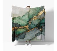 Lambswool Fleece Plush Blanket Marble Luxury Texture Super Soft Warm Winter Sherpa Blanket Green Suitable for Bedroom Sofa Camping Single 130x150cm