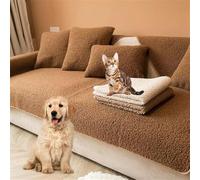 Lambswool Sofa Cover, Humorous Fuzzy Pet Cover For Sofa, Scratch-resistant, Machine Wash, Non-slip, Super Soft Sofa Cover Coffee brown 70x180cm/27.6x70.9in