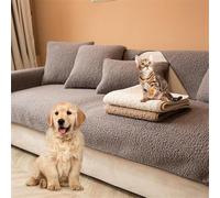 Lambswool Sofa Cover, Humorous Fuzzy Pet Cover For Sofa, Scratch-resistant, Machine Wash, Non-slip, Super Soft Sofa Cover Grey 90x210cm/35.4x82.7in