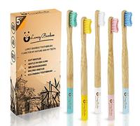 Lamcy Bamboo Toothbrushes for Adults with Medium Bristles | Pack of 5 Natural Bamboo Toothbrush | Eco-Friendly Natural Wooden Toothbrush | Organic Biodegradable Handle | BPA Free Tooth Brushes