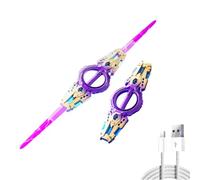 lame-rotating double-edged lightsaber toy, rechargeable, with 7-color LED lights and sound effects, glowing blade, extendable flashing sword, perfect for Halloween costumes or birthday gifts.