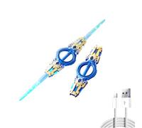 lame-rotating double-edged lightsaber toy, rechargeable, with 7-color LED lights and sound effects, glowing blade, extendable flashing sword, perfect for Halloween costumes or birthday gifts.