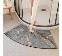 LAMEDOAT Curved Shower Mat for Outdoor Shower Quick Dry Bath Mat Non Slip Mildew Resistant Marble Corner Shower Mats for Bathroom Floor G 16" x 30"