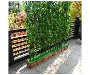 LAMEDOAT Restaurant Barrier Screen, Garden Imitation Artificial Bamboos with Wood Base, Deck Patio Porch Ornaments, Yard Fence Room Divider (Color : 1.5m, Size : 50x18x20cm-10 Pole)