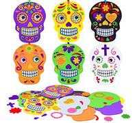 LAMEK 12 Pack Day of The Dead Craft Kits Halloween Creative Skull Set for Kids DIY Arts Crafts Children Halloween Party Supply