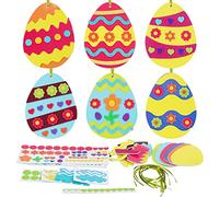 LAMEK 12 Pack Easter Eggs Craft Kit Creative Easter Egg Decorations Easter Arts and Crafts Party Supplies for Kids Girls Boys DIY Make Your Own Mix & Match Ornaments Crafting Activities Gift