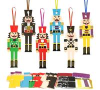 LAMEK 12 Pack Nutcracker Craft Kit for Kids Make You Own Foam Stickers Ornament DIY Christmas Arts and Crafts fo Chirstmas Party Supplies Xmas Tree Decoration