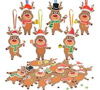 LAMEK 12 Pack Reindeer Craft Kits Kids Creative Christmas Crafts Foam Rubber Crafts for Boys Girls Xmas Tree Winter New Year Party Favour