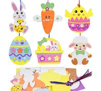 LAMEK 12 PCS Easter Craft Kit Creative Easter Decoration Kids Arts Crafts Party Supplies for Girls Boys DIY Make Your Own Mix & Match Ornaments Crafting Activities Gift