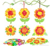 LAMEK 12 Set Daffodils Craft Sets for Children Summer Pendant Decoration Creative Craft Creative Set with Mix & Match Foam Rubber Parts for Spring Summer Daffodil Festival Children's Birthday Party