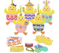 LAMEK 12pcs Easter Chick Crafts Kits Cute Chick Decoration Kit Easter Art and Craft Party Supplies for Kids Girls Boys DIY Make Your Own Mix & Match Ornaments Creative Activities Gift