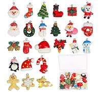 LAMEK 24PCS Mini Christmas Ornaments Miniature Xmas Tree Ornament with Christmas Hat Elk Snowflake Santa Claus Stocking Glove Pattern for Tree Decoration Kids Gift