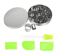LAMEK 24pcs Mini Cookie Cutters,Stainless Steel Biscuit Cutter Molds Set Triangle Round Oval Flower Heart Rectangle Square Pentagram with Cutting Scraper Silicone Brush for DIY Baking Pastry