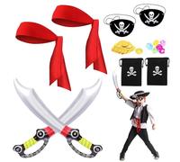 LAMEK 30Pcs Pirate Costume Accessories for Kids - Captain Fancy Dress Role Play Party Themed Cosplay World Book Day Carnival Birthday Gifts