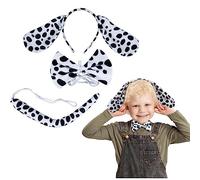 LAMEK 3PCS Dalmatian Costume Kids Dog Ears Headband Tails Bow Tie Animal Costume Accessories Dog Costume for Kids Adults Cosplay Halloween Carnival Costume Halloween Dress Up Party