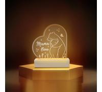 LAMEK Gifts for Mum Night Light Mum Bear Acrylic Engraved Night Light with Wooden Base for Mother's Day Birthday Gifts from Daughter Son Mothers Day Home Decoration