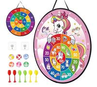 LAMEK Unicorn Dart Board for Kids - 26'' Double Sided Dart Throwing Game for Indoor/Outdoor Activities