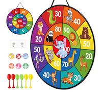 LAMEK Velcro Dartboard Children's Double-Sided Dart Game 66 cm Foldable Animal Velcro Ball Game with 6 Sticky Balls 6 Darts Throwing Game Board Indoor Outdoor Throwing Game for Boys and Girls from 3