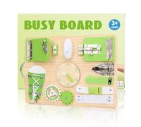 LAMEK Wooden Busy Board for Toddler Montessori Toys for 1 2 3 Year Old Kids Boys Girls Sensory Activity Board for Fine Motor Skills Travel Toy Basic Life Skills Educational Gifts