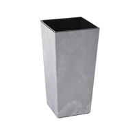 Lamela™ Finesse Light Grey Concrete Plant Pot, Stone Effect Square Tapered Resin Indoor And Outdoor Planter L40 W40 H75Cm
