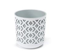 Lamela Flower pot for herbs | Ø 19.5 cm H 20 cm | for garden and balcony | 2 pieces | decorative storage box | pieces to match your taste, white + light grey, Ø 195 mm