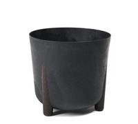 Lamela™ Frida Black Concrete Plant Pot, Stone Effect Round Resin Indoor And Outdoor Planter D34 H19.4Cm
