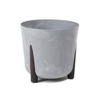 Lamela™ Frida Light Grey Concrete Plant Pot, Stone Effect Round Resin Indoor And Outdoor Planter D26 H25.3Cm