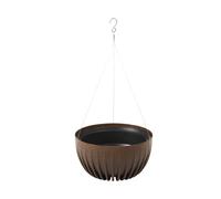Lamela Hanging MIRA Flowerpot Herb Planter | With Steel Hanger and Insert | Balcony Garden Container Bucket | Unique Surface Design | (Plastic + Coffee, Ø30 Espresso)